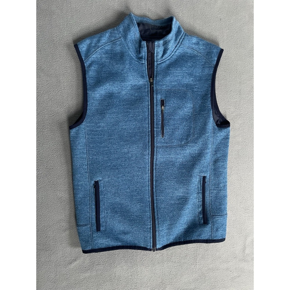 Johnnie-O Vest Boys 14 Blue Heathered Full Zip Fleece Pacific Sleeveless